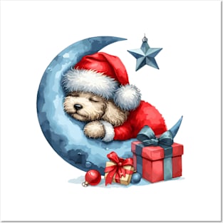 Poodle Dog On The Moon Christmas Posters and Art